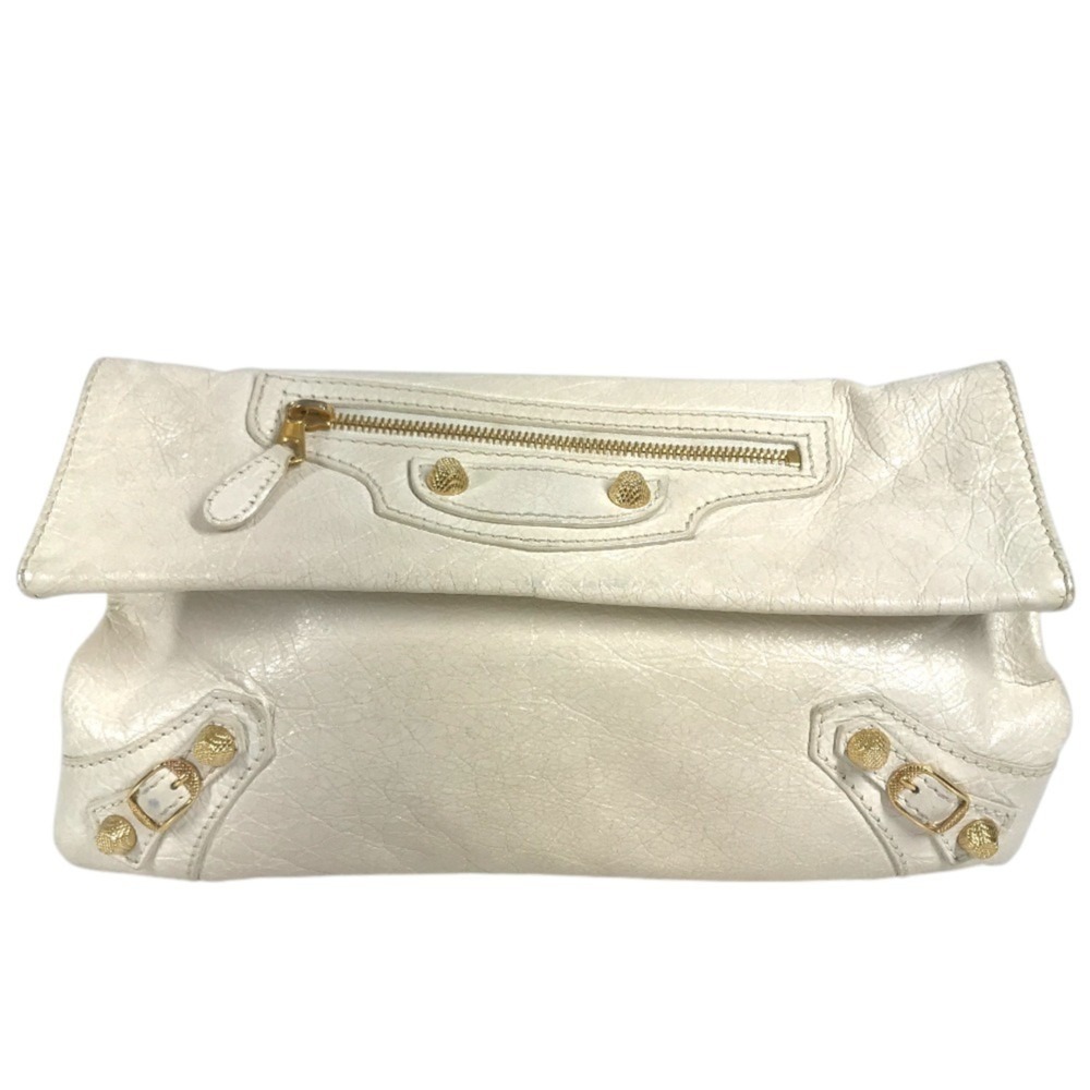 BALENCIAGA 327079 Studded Giant Envelope Bag, Handbag, Pouch, Flap Clutch Lea...